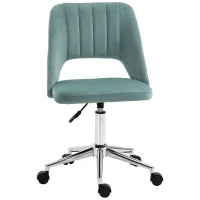 Sedia da Ufficio Ergonomica ad Altezza Regolabile, in Tessuto Vellutato, 49x60x79-91 cm, Verde Petrolio