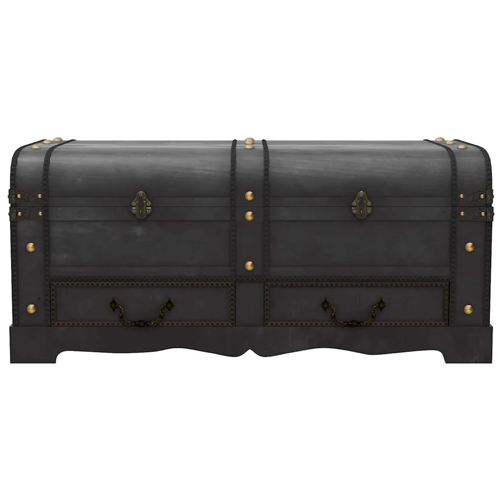 Baule del Tesoro in Legno Nero 90x51x42 cm