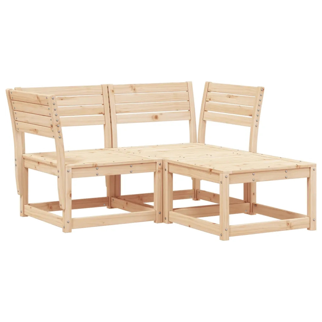 Set Divani da Giardino 3 pz in Legno Massello di Pino