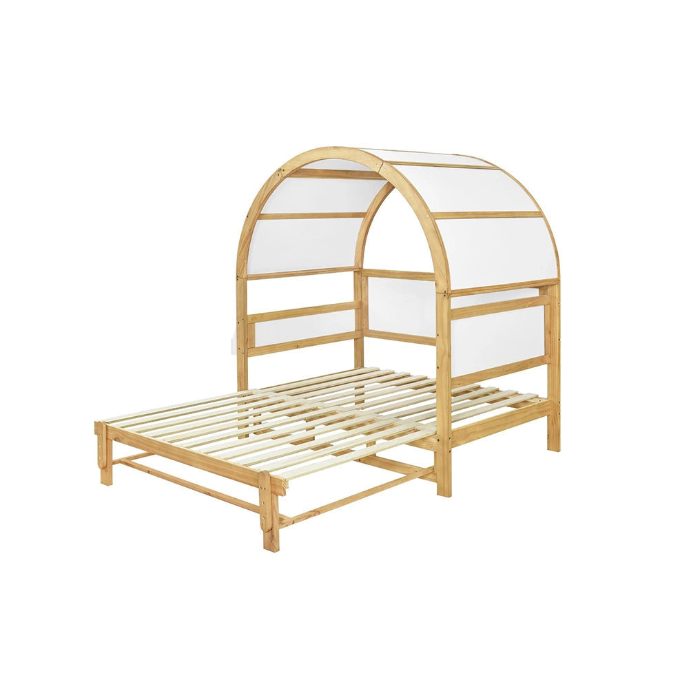 Letto a scomparsa-Xylo-140x200cm banchina tetto arrotondato pino+MDF