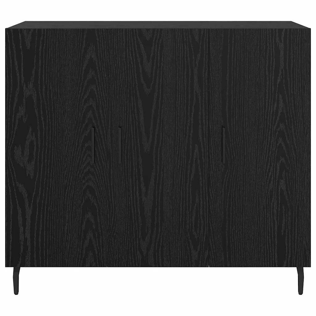 Credenza-Buffet-Armadio da cucina Rovere Nero 90 x 34 x 80 cm Legno multistrato 636512