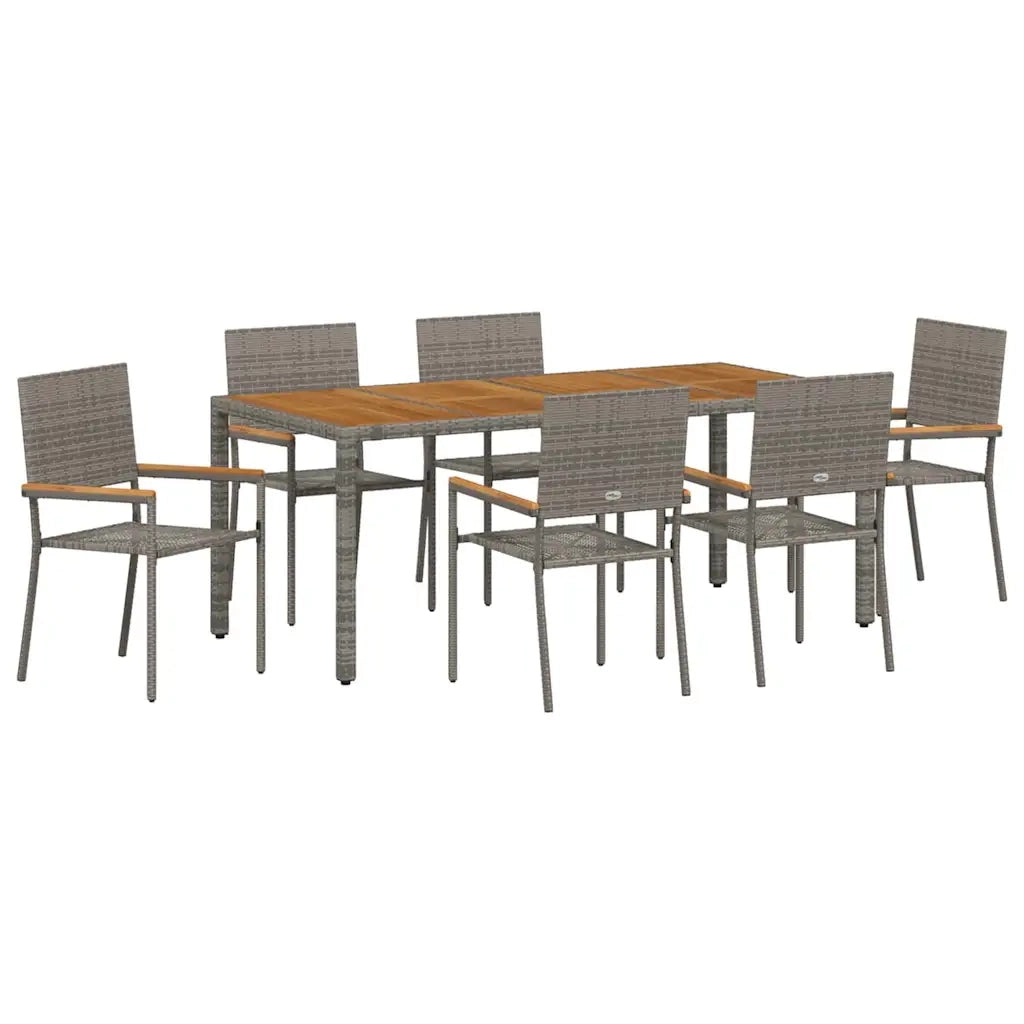 Set da Pranzo per Giardino 7 pcs Grigio polyrattan 3365411