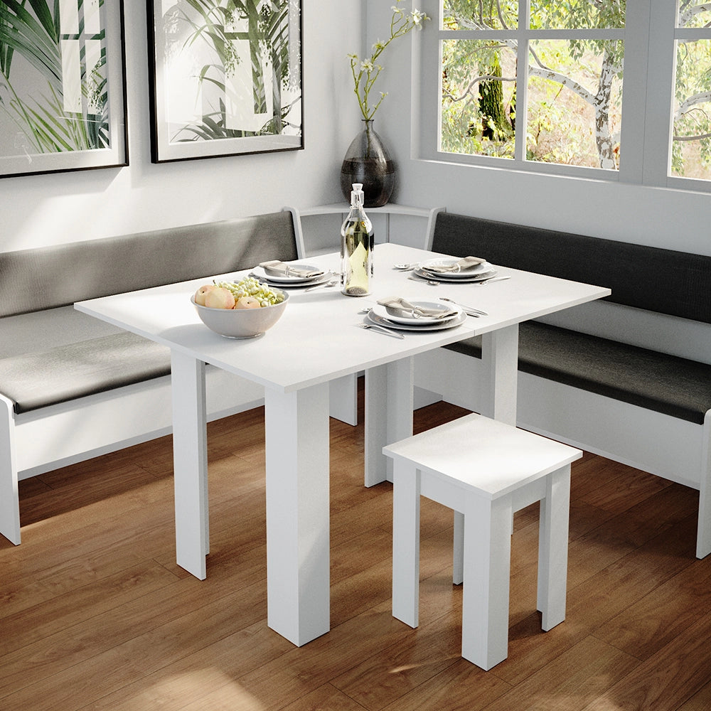 Vicco Gruppo panca ad angolo Bianco 180 x 41.5 cm con tavolo