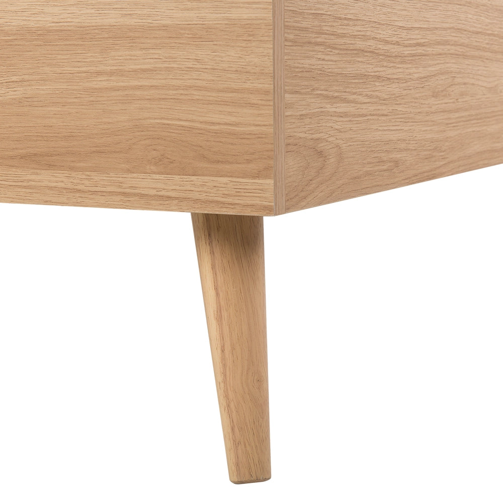 Luce per Letto a doghe in legno e testiera bianca Illuminazione a LED 180 x 200 cm Design scandinavo