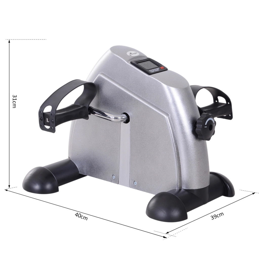 Mini cyclette con pedali, bici da allenamento con display LCD, in ghisa color argento, 35 x 40 x 31 cm.