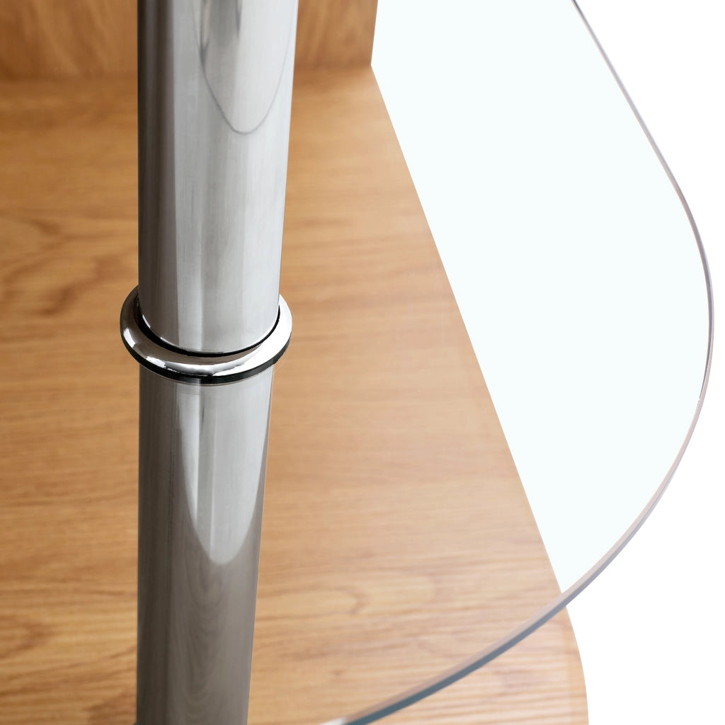 Tavolino basso con 2 ripiani in MDF effetto legno naturale e vetro temperato, per soggiorno, 100 × 60 × 42 cm