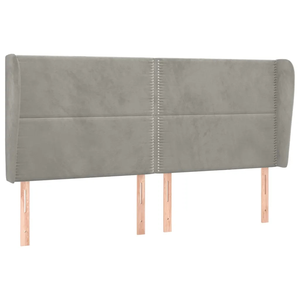 Testiera | Testata ad Orecchio Grigio Chiaro 203x23x118/128 cm in Velluto