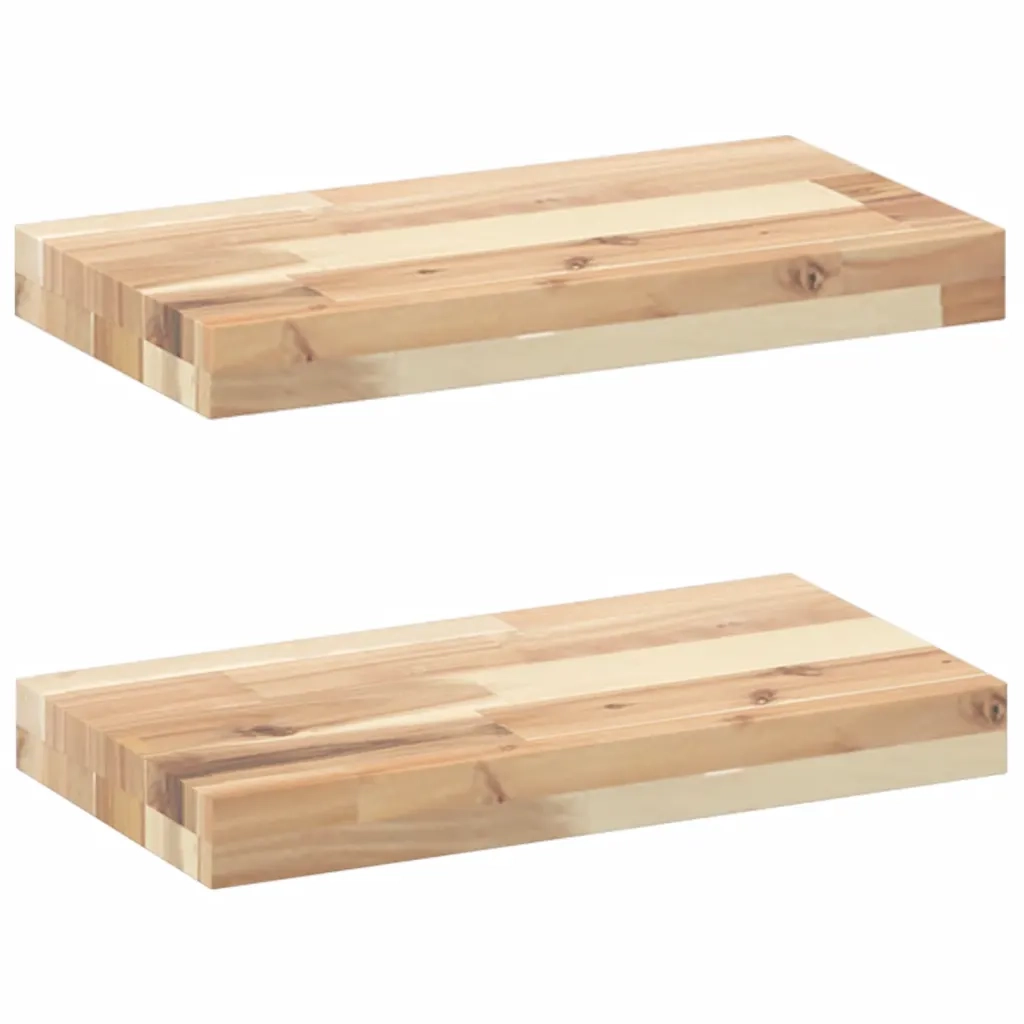 Mensole da Parete 2 pz 60x20x4 cm Legno Acacia Non Trattato 3279420