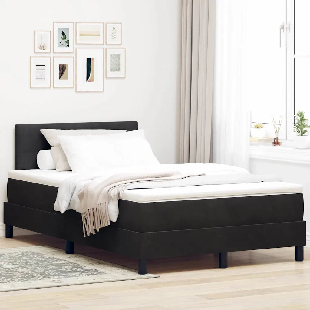 Letto a Sorgente LED con materasso Nero 120 x 200 cm Velluto 3342646