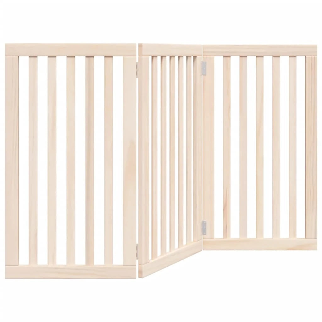 Cancelletto di sicurezza pieghevole a 3 pannelli per cani 150 cm legno di pioppo marrone 02_0023069