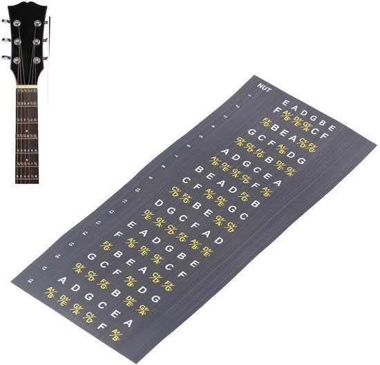 Sticker per tastiera - Sticker per note gitarra - Adesivo forte - Adatto per principianti - Decorazione - Pratico - Ideale per chitarre acustiche e elettriche