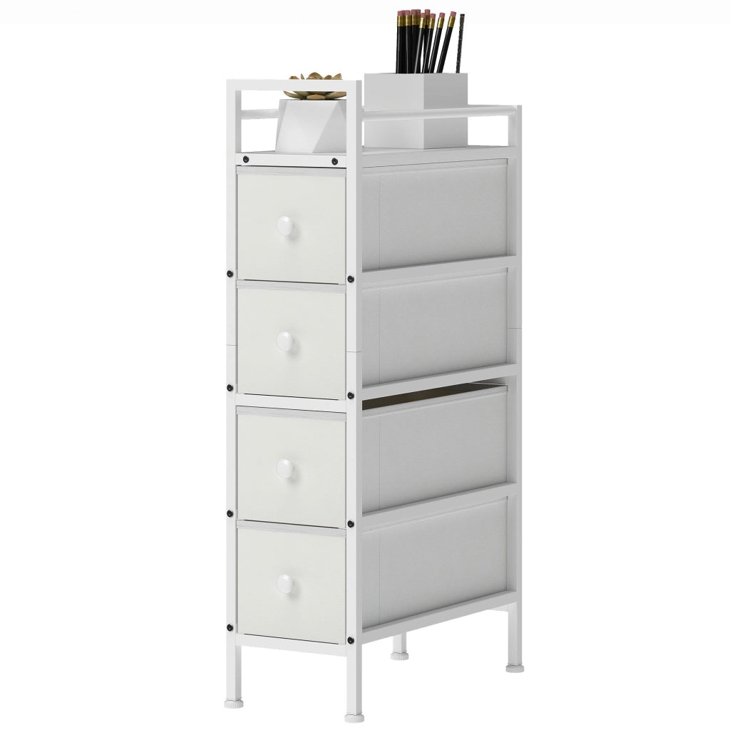 Cassettiera 4 Cassetti Tessuto Struttura Acciaio ¨C zephmum ¨C Bianco 60x40x