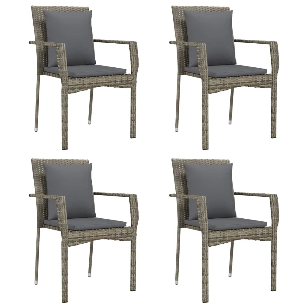 Set da pranzo da giardino nero e grigio da 5 pezzi con cuscini 02_0014863