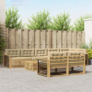 Set di divani da esterno 9 pcs Bianco e Beige Poliestere
