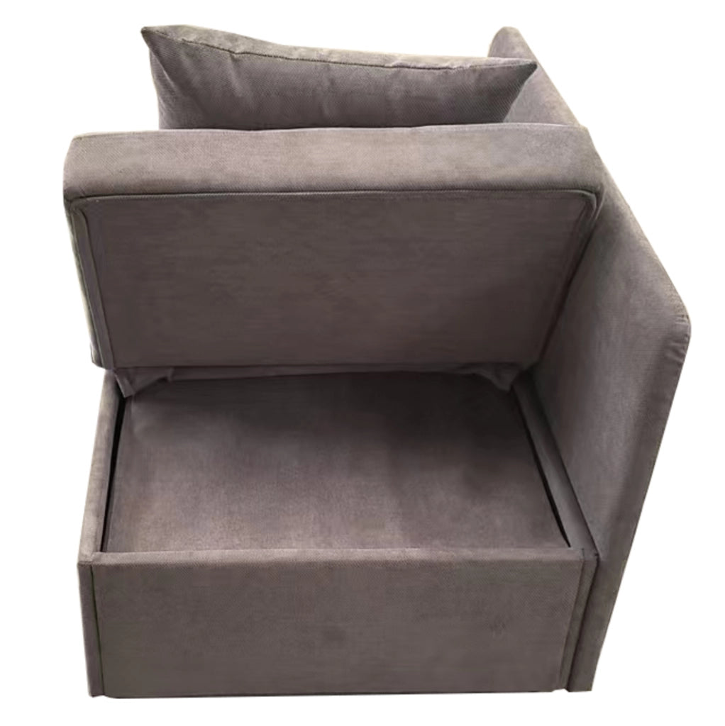 Divano letto 3 in 1 con schienale regolabile in tessuto di lino grigio