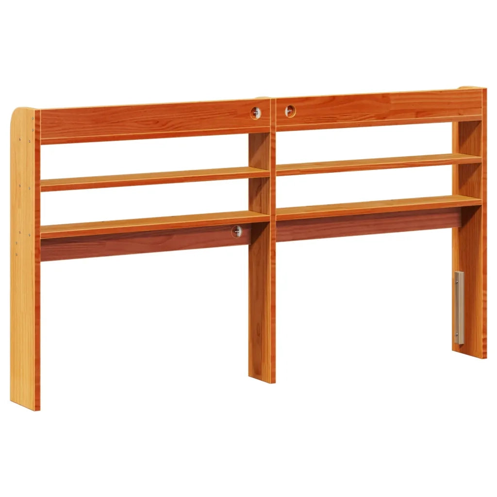 Testiera con Ripiani Marrone Cera 150 cm Legno Massello di Pino