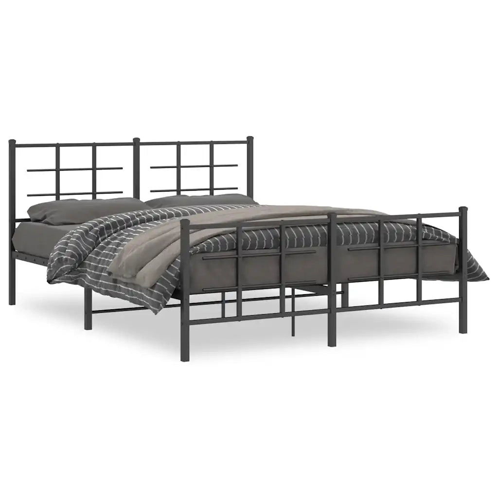 Giroletto con Testiera e Pediera Metallo Nero 150x200 cm 355581