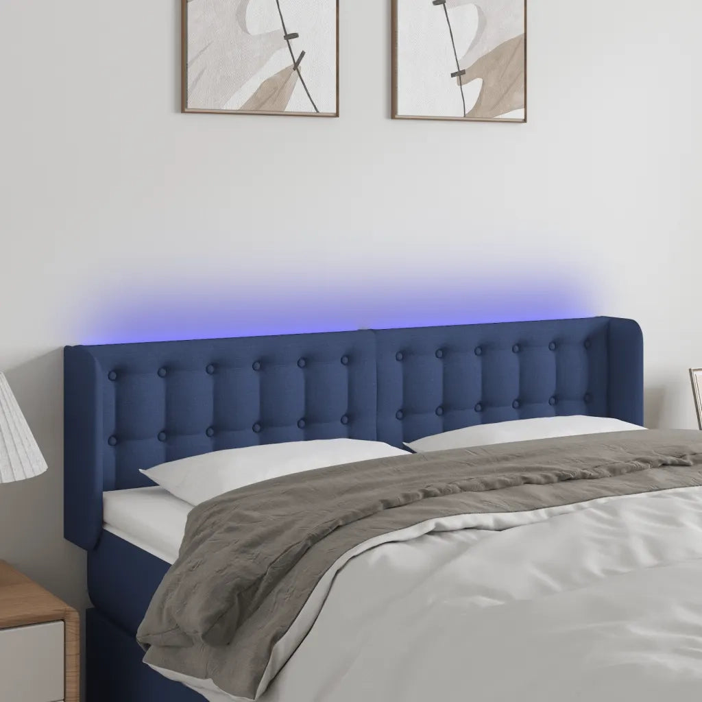 Testiera a LED Blu 147x16x78/88 cm in Tessuto 3123674