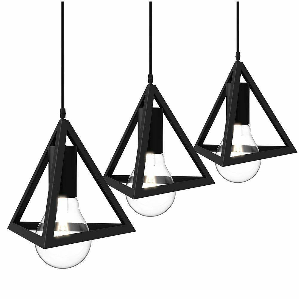 Trade Shop - Lampadario Lampada Sospensione Piramide 18cm Design Moderno Paralume Nero -