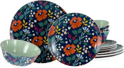 Serviesset blu 12 pezzi - ceramica - per 4 persone - lavastoviglie e microonde resistente