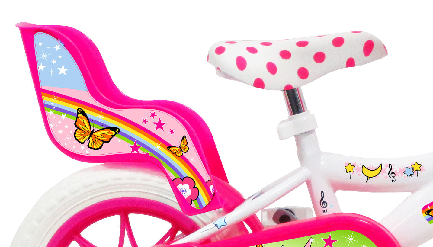 Bicicletta per Bambina 12" 1 Freno Gomme in EVA Unicorno Bianca/Rosa