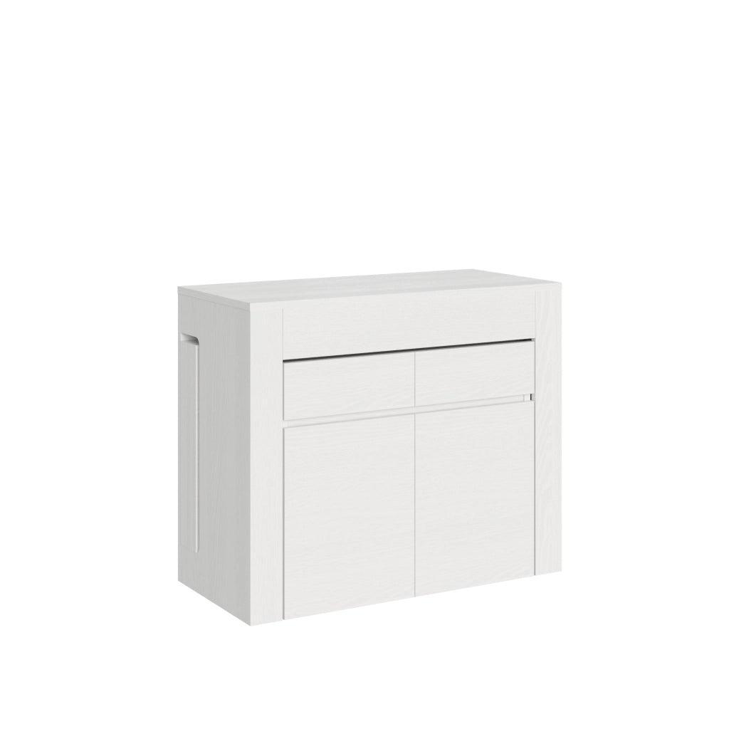 Consolle allungabile 90x42/302 cm Evolis Bianco Frassino con panca inferiore e superiore