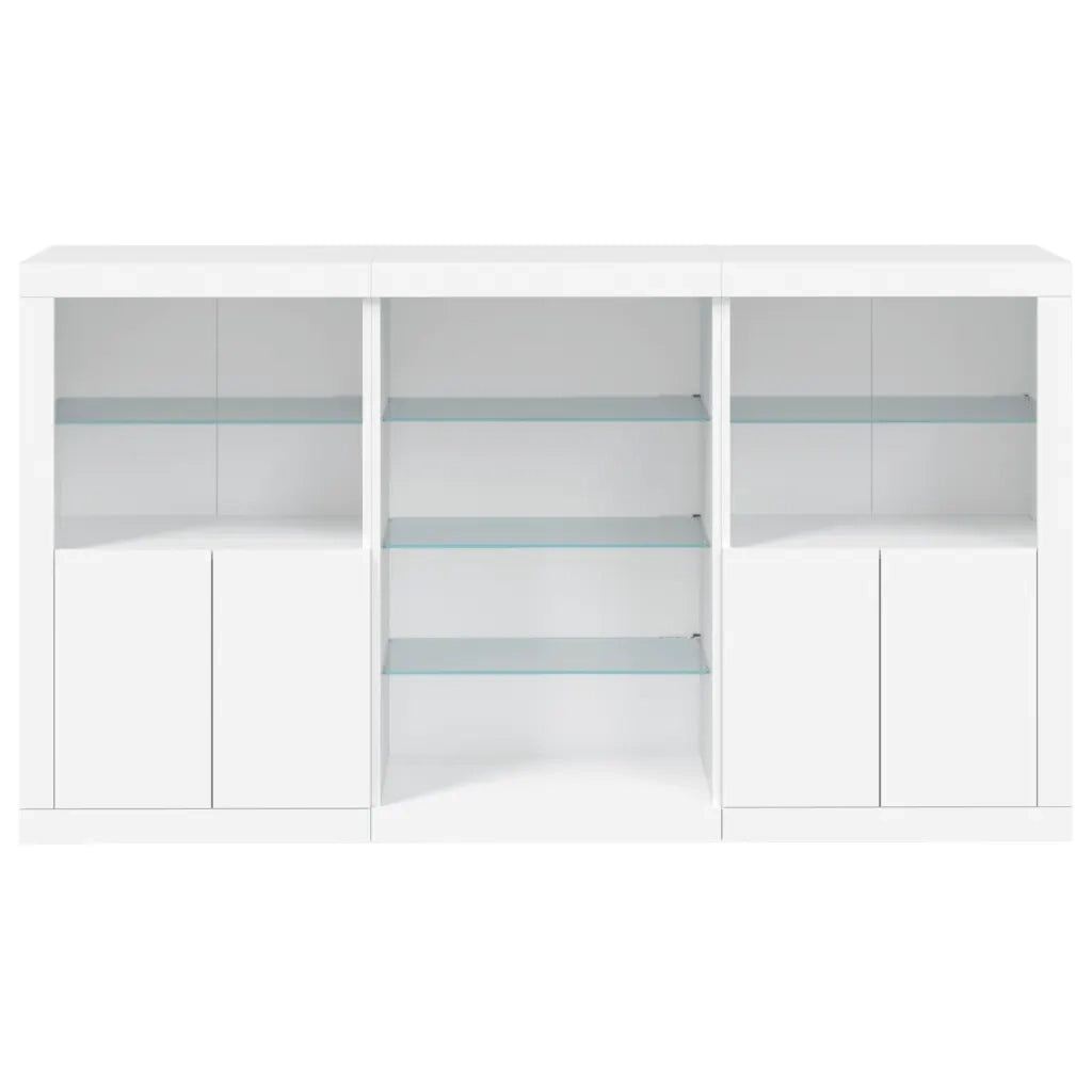 Credenza | Madia | Buffet da pranzo | Armadio da pranzo con Luci LED Bianca 181,5x37x100 cm