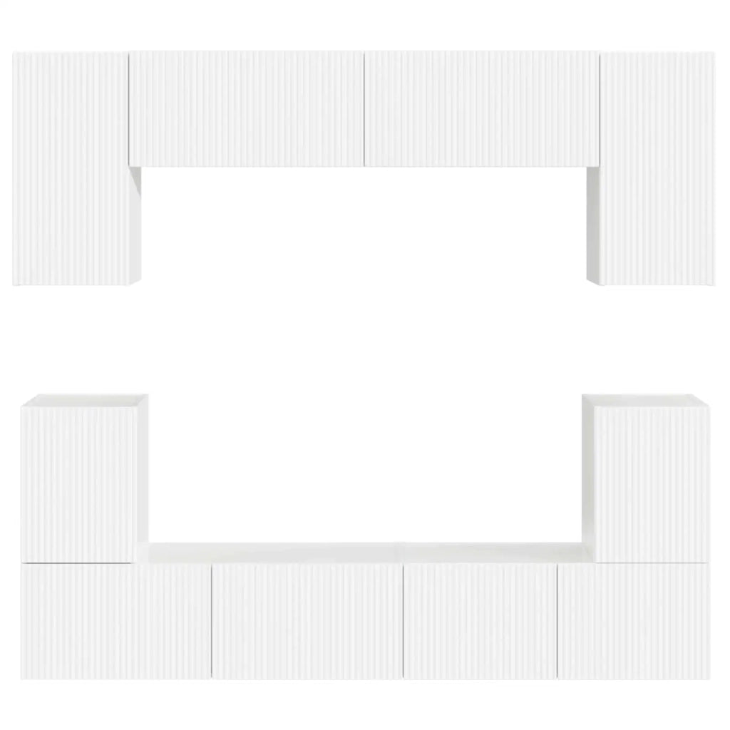 Set mobile TV 5 pcs Bianco Lucido Legno multistrato
