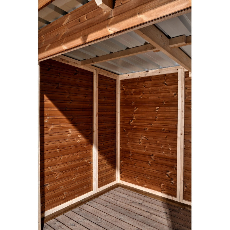 Casetta da giardino in legno termo-trattato 19 mm – 316x180 cm – porta vetrata e tetto bitumato – THE3218.02N Foresta