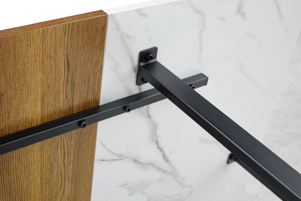 TAVOLO da pranzo 115x71 cm MDF e metallo Nero Bianco Effetto legno