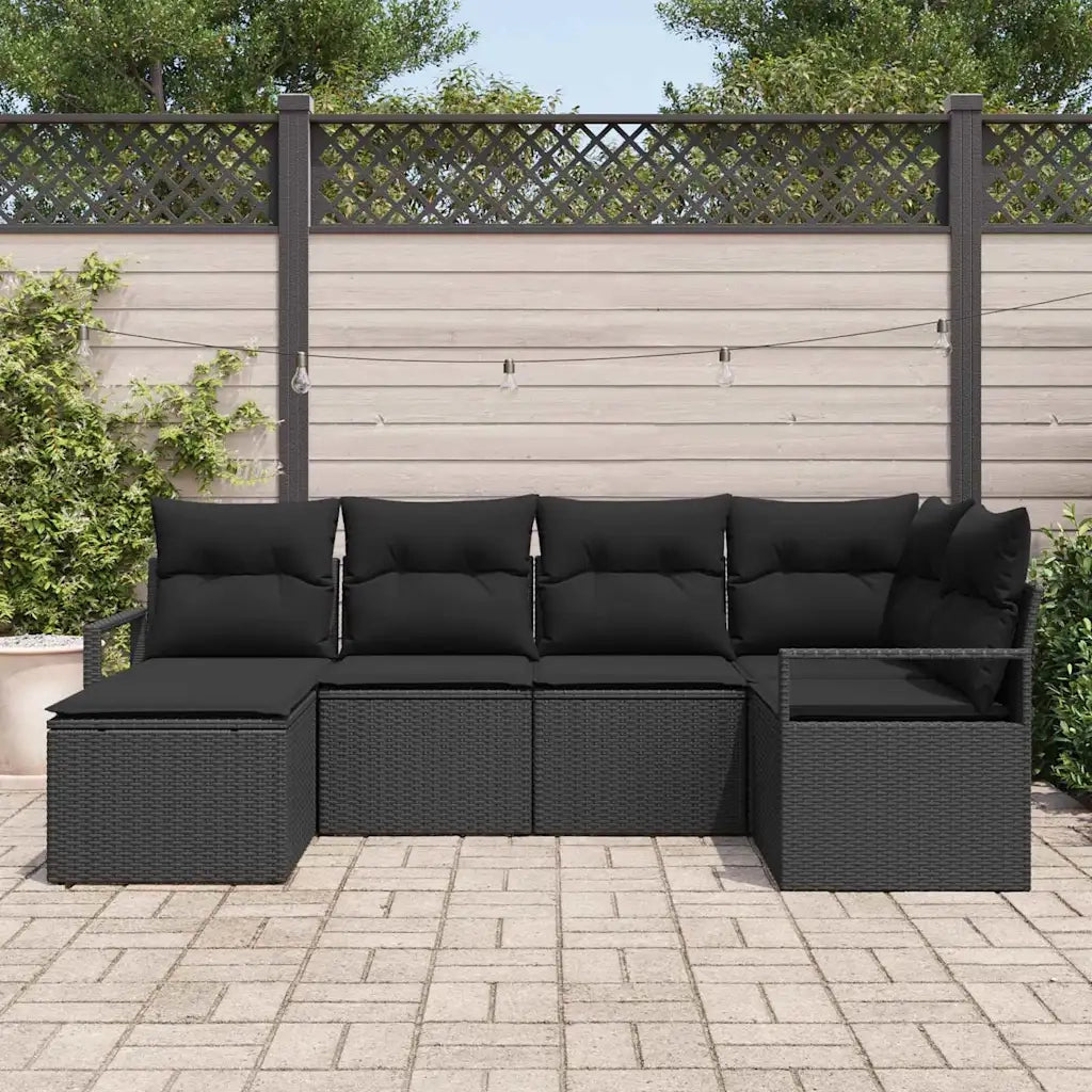 Set di divani con cuscino 6 pcs Nero polyrattan 3346453