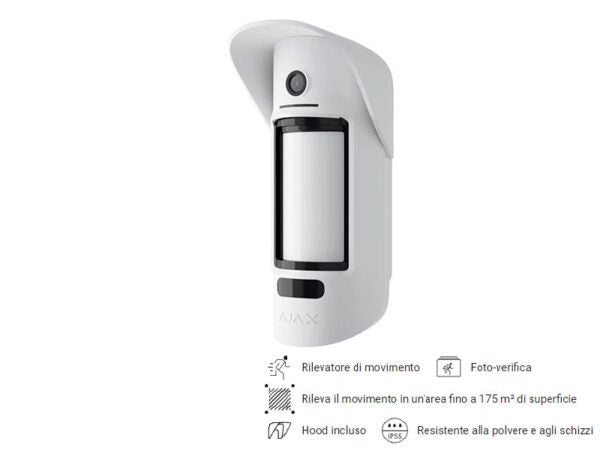 AJAX MotionCam Outdoor doouotRdr/ioleovra/tore di movimento wireless da esterno con foto-verifica degli allarmi,<br />antimascheramento e immunità agli animali domestici AJ26074