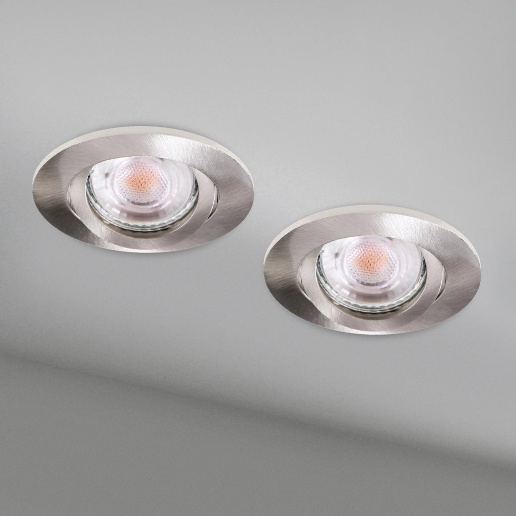 Faretto ad incasso LED 8W GU10 silver spazzolato tondo foro 70mm moderno orientabile luce soffitto negozio vetrina SPAZZOLATO 6000K