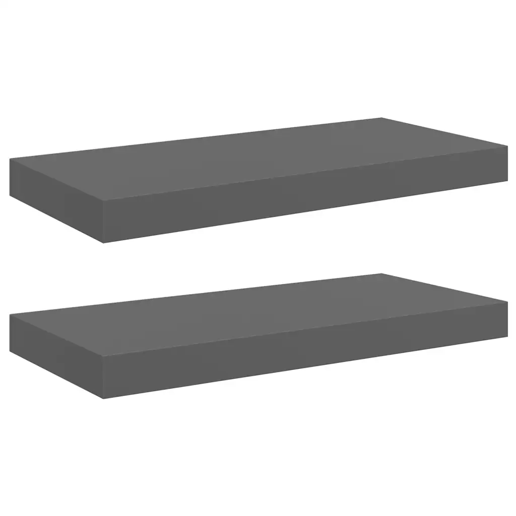 Scaffali a Parete 2 pz Grigio Lucido 50x23x3,8 cm in MDF cod mxl 33124