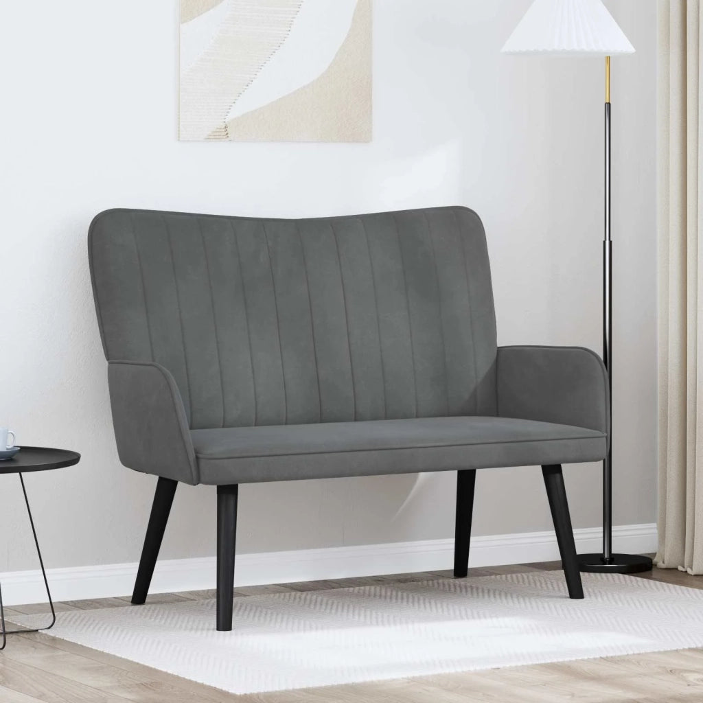 Sofa a Due Posti Grigio scuro 115 x 61 x 87 cm Velluto 42028951