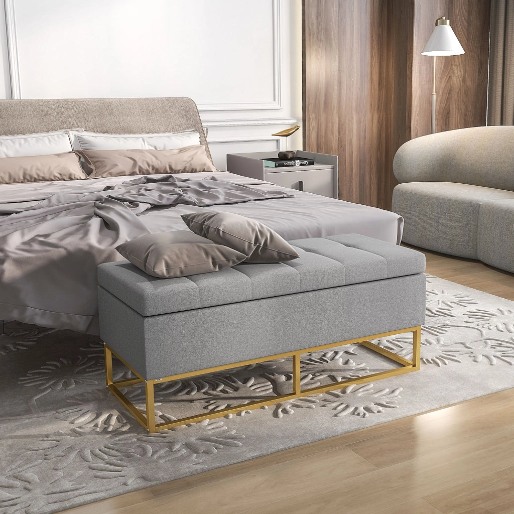 Divanetto 2 posti con contenitore ¨C zephmum ¨C 110x44x48 cm grigio dorato