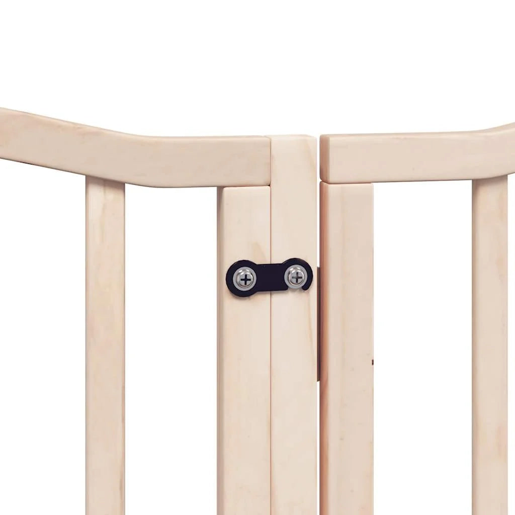 Cancelletto di sicurezza per animali domestici porta pieghevole 12 pannelli legno di pioppo marrone 02_0023159