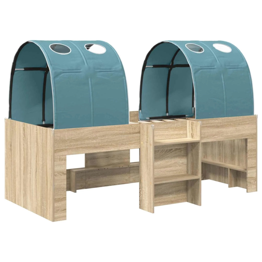Letto con Tunnel 3 pz Rovere Sonoma e Azzurro 3423564