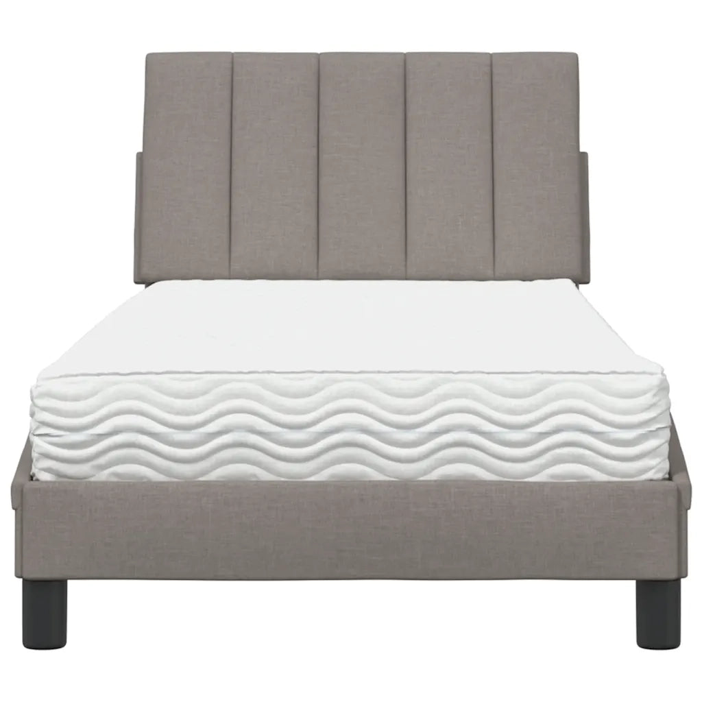 Letto con Materasso Hanko Tortora 90x200 cm in Tessuto