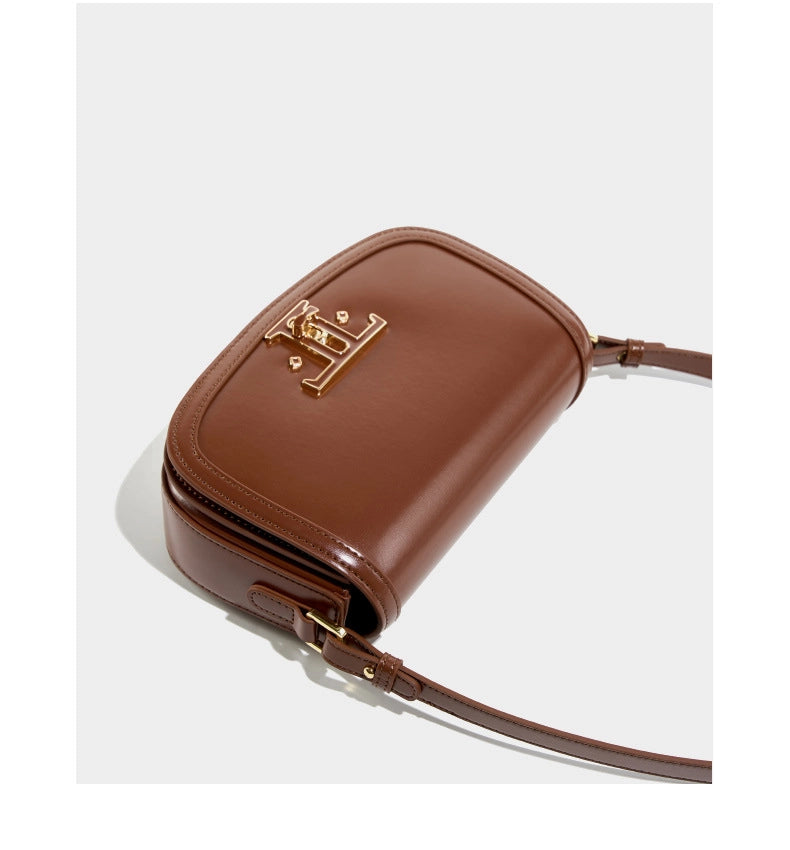 Borsa a tracolla da donna in vera pelle marrone