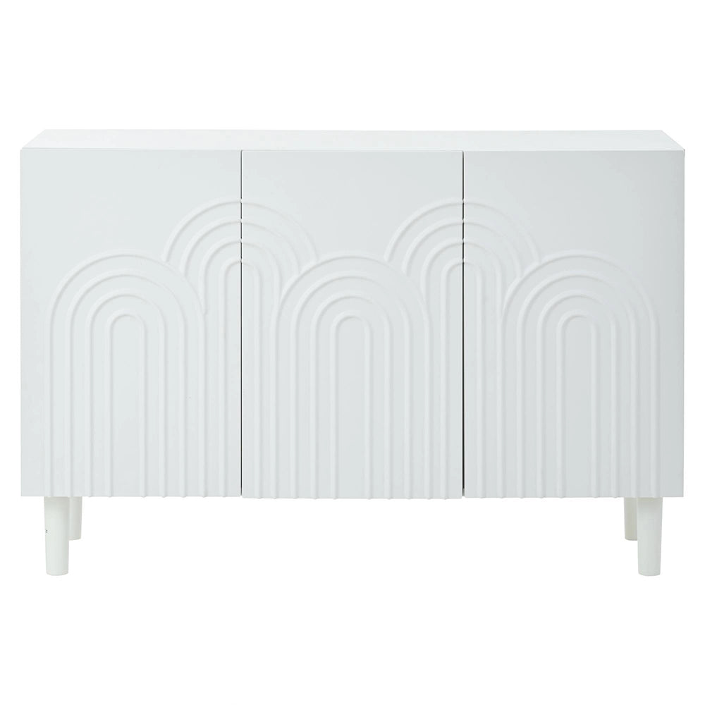 Credenza Soggiorno 120x38.5x79cm - Xylo - 3 Ante con Ampio Ripiano Regolabile, Bianco
