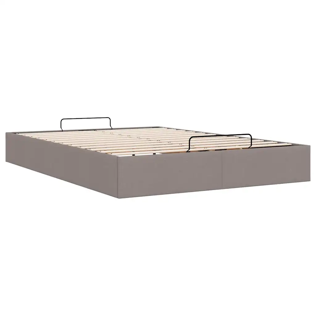 Struttura Letto Pouf senza Materasso-Giroletto con contenitore Tortora 140x200cm Tessuto