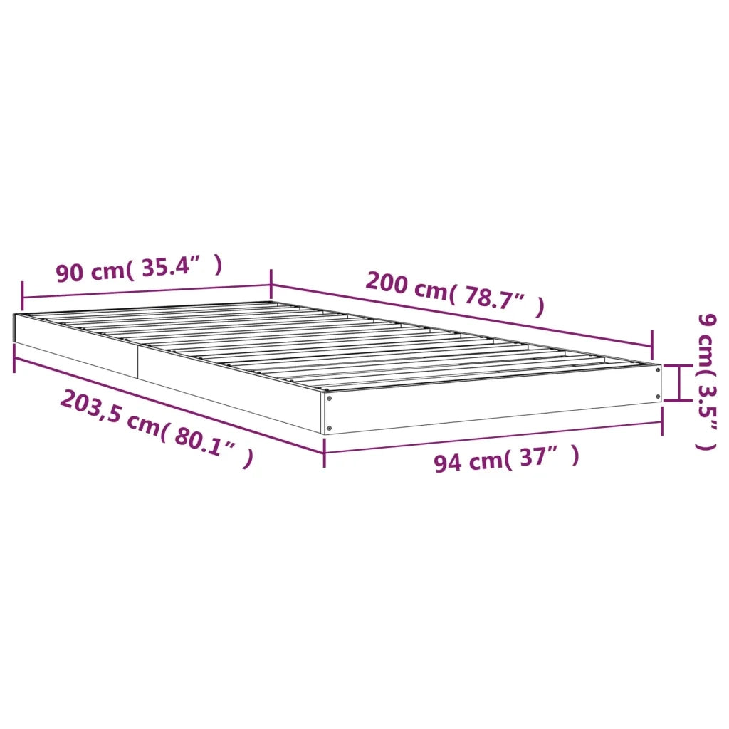 Giroletto senza Materasso-Struttura Letto 90x200 cm in Legno Massello di Pino 574556