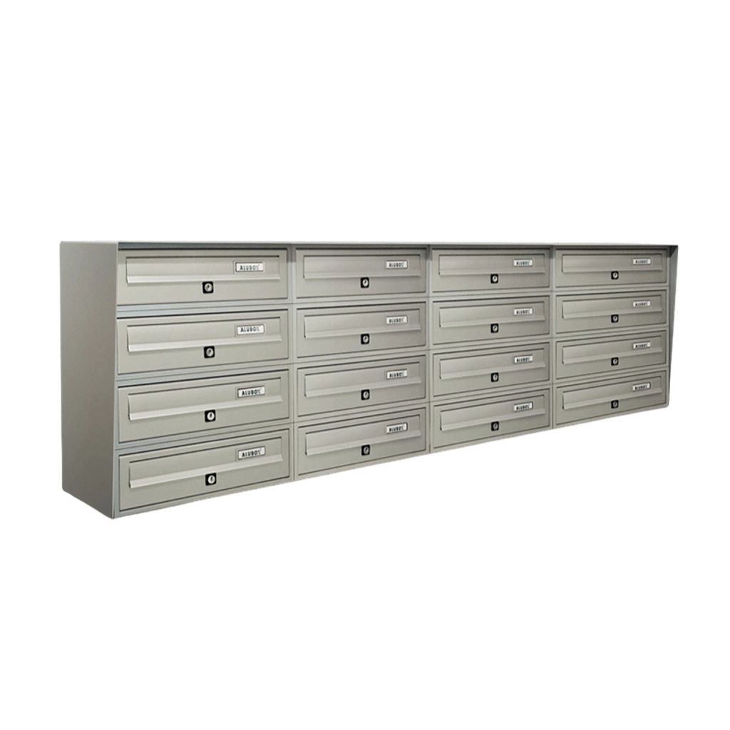 ALUBOX SLIM Cassette Postali Condominiali 16 Posti 50X154,5X30 Cm In Lamiera Zincata E Alluminio Cassetta Postale Da Esterno Condominiale Sistema Anti Prelievo Resistente All'Acqua
