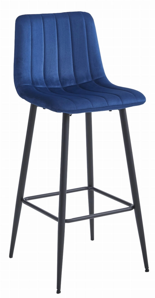 Sgabello Valora POZZA in velluto blu navy con gambe nere