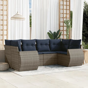 Set Divani da Giardino 6 pz con Cuscini Grigio in Polyrattan 3221780
