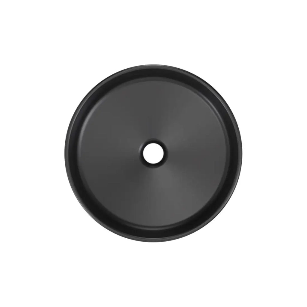 Lavabo da appoggio rotondo 40 cm in ceramica nera opaca