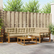 Set di divani da esterno con cuscino 5 pcs Naturale e Beige 3367556