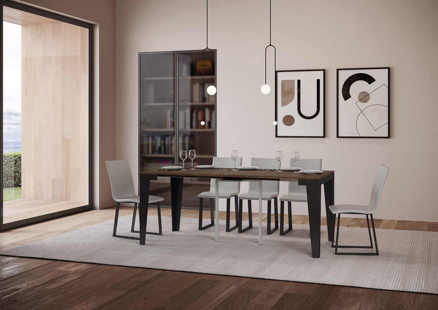 Consolle Allungabile 90-300x40x77 cm in Nobilitato Marrone