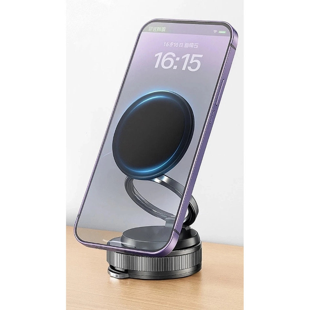 Trade Shop - Supporto Auto Magnetico Smartphone Con Ventosa Aspira Magsafe Cerchio Girevole Rotazione -